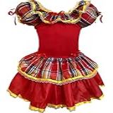 vestido festa junina caipira quadrilha infantil regular vermelho xadrez