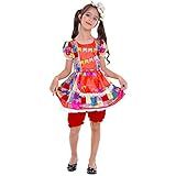 Vestido Festa Junina Infantil Vermelho Bandeirinha (m 5-8)