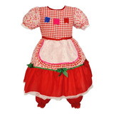 Vestido Festa Junina Infantil Vermelho Xadrez Arraiá Country