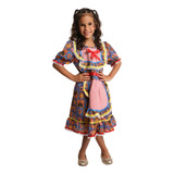 Vestido Festa Junino Infantil Caipira Quadrilha Estampado