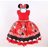 Vestido Festa Super Luxo Infantil Minnie