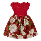 Vestido Floral Vermelho Princesa Infantil Tematico