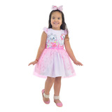 Vestido Gatinha Marie Com Tule Rosa Meninas De 6m A 10 Anos