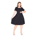 Vestido Godê Midi Feminino Rodado Com Manga Princesa