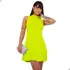 Vestido Gola Alta Com Bolso Curto Mini Malha Soltinho Básico