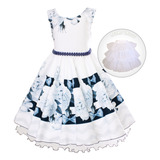 Vestido Infantil Azul Estampado