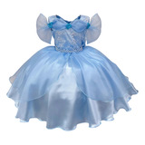 Vestido Infantil Azul Festa Princesas Frozen