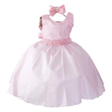 Vestido Infantil Bailarina Rosa Princesa Luxo