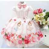 Vestido Infantil Bailarinas Princesas Rosa Tamanhos 1 Ao 3