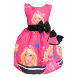 Vestido Infantil Boneca Barbie Glamorosa Luxo Tiara