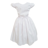 Vestido Infantil Branco Lese Bordado Simples