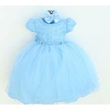 Vestido Infantil Cinderela Alice Frozen Azul