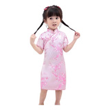 Vestido Infantil Com Estampa De Flor De Cerejeira - Rosa