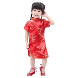 Vestido Infantil Com Estampa De Flor De Cerejeira - Vermelho