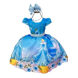 Vestido Infantil Da Cinderela Sapatinho Azul