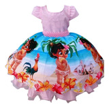 Vestido Infantil Da Moana Baby Luxo Princesa Temático