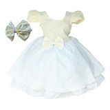 Vestido Infantil Daminha Dourado