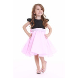 Vestido Infantil De Princesa Rosa Luxo Barbie Minnie