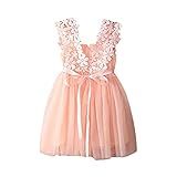 Vestido Infantil De Renda Floral Sem Mangas Tule Tutu Princesa Vestido Formal De Festa Vestido De Batismo Para Bebês Rosa 5 6 Anos