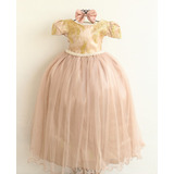 Vestido Infantil Dourado Longo