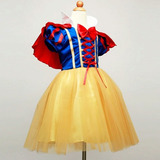 Vestido Infantil Fantasia Branca De Neve Com Tiara 6/8 Anos 