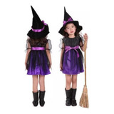 Vestido Infantil Fantasia De Halloween Bruxa + Chapéu + Meia