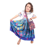 Vestido Infantil Fantasia Princesa Mirabel + Bolsa Encantada
