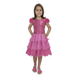 Vestido Infantil Festa Aniversário Pink Com Brilho Princesa