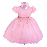Vestido Infantil Festa Bailarina Princesa Rosa