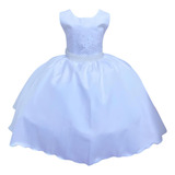 Vestido Infantil Festa Branco Batizado Daminha Comunhão