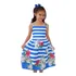 Vestido Infantil Festa Floral Natal Rosa Azul Flores+ Brinde