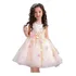 Vestido Infantil Festa Luxo Lindo Menina Bege Floral 8 Anos