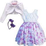 Vestido Infantil Festa Luxo Princesa Floral 4 A 16 E Bolero