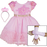 Vestido Infantil Festa Luxo Princesa Rosa