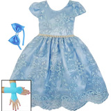 Vestido Infantil Festa Luxo Realeza Azul