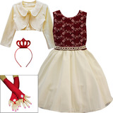 Vestido Infantil Festa Luxo Realeza Daminha Princesa Kit