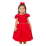 Vestido Infantil Festa Natal Vermelho Princesa Luxo brinde