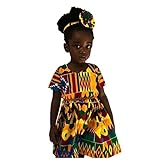 Vestido Infantil Infantil Dashiki Estampa Africana Manga Curta Vestido De Princesa Roupas Para Meninas Jeans E Tule, Multicolorido, 3-4 Anos