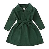 Vestido Infantil Infantil Infantil Meninas Manga Longa Veludo Cotelê Patchwork Laço Princesa Roupas Meninas Inverno Verde 5 6 Anos 