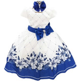 Vestido Infantil Jardim Encantado Borboleta Azul Festa Luxo