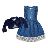 Vestido Infantil Jeans Detalhe