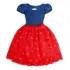 Vestido Infantil Jeans E Saia Vermelha Em Renda Festa Luxo