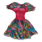 Vestido Infantil Junina Florido