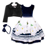Vestido Infantil Juvenil Floral Luxo Realeza Bolero Tiara