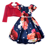 Vestido Infantil Juvenil Marinho Marsala Luxo Bolero Oferta