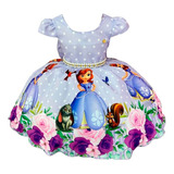 Vestido Infantil Lilás Bolinhas Princesa Sofia