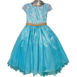 Vestido Infantil Longo Azul Bebe Cinderela