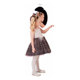 Vestido Infantil Luluzinha De Renda E Saia Tule Onça Tam 6