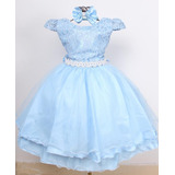 Vestido Infantil Luxo Azul Frozen 4