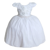 Vestido Infantil Luxo Branco Festa Daminha